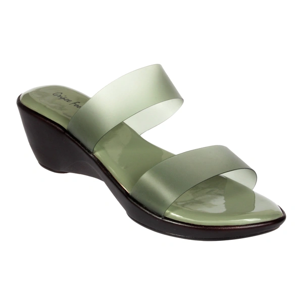 Stepee Classy strap look slipper - 38, Green Pea