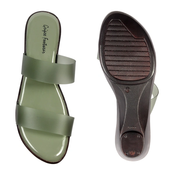 Stepee Classy strap look slipper - 38, Green Pea