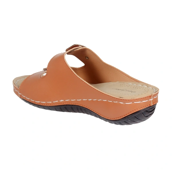 Stepee Simple buckle look slipper - 41, Raw Sienna