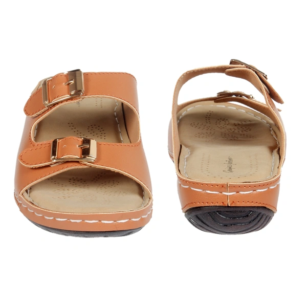 Stepee Simple buckle look slipper - 41, Raw Sienna