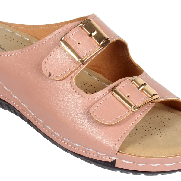 Stepee Simple buckle look slipper - 38, Oriental Pink