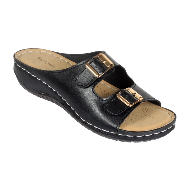Stepee Simple buckle look slipper - 39, Black