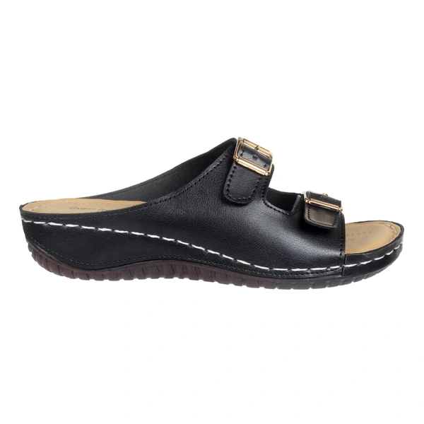 Stepee Simple buckle look slipper - 39, Black