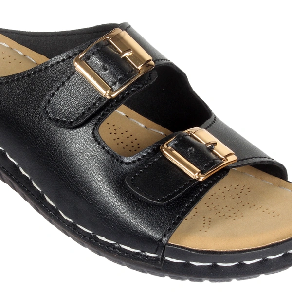 Stepee Simple buckle look slipper - 39, Black