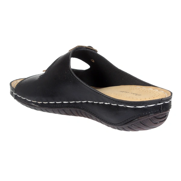 Stepee Simple buckle look slipper - 39, Black