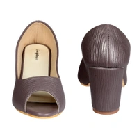 Stepee Textured block heel front open belly - 37, Cafe Royale
