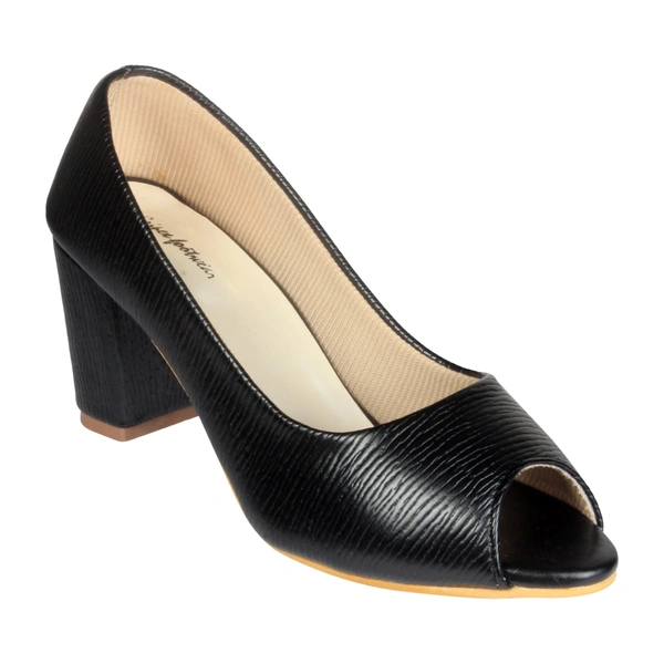Stepee Textured block heel front open belly - 41, Black