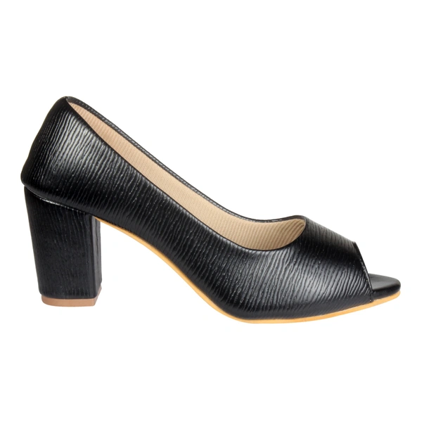 Stepee Textured block heel front open belly - 41, Black