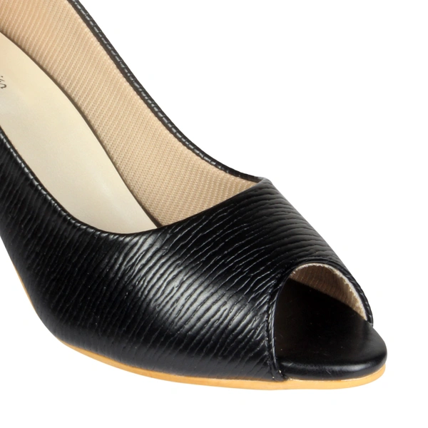 Stepee Textured block heel front open belly - 41, Black