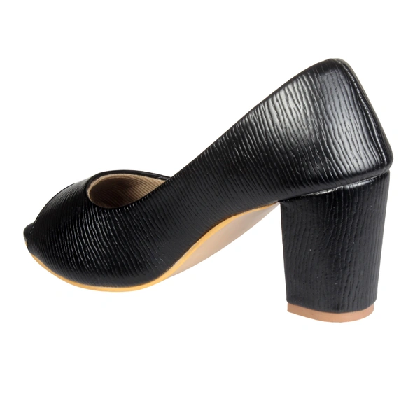 Stepee Textured block heel front open belly - 41, Black