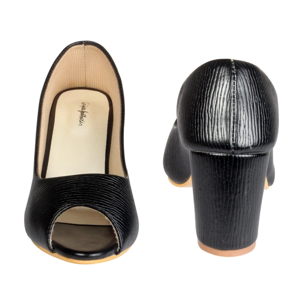 Stepee Textured block heel front open belly - 41, Black