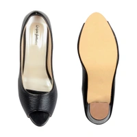 Stepee Textured block heel front open belly - 41, Black