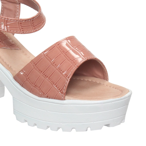 Stepee Fashionable textured skin sandal  - 41, Old Rose