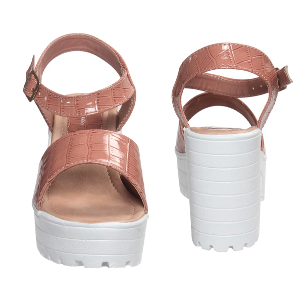 Stepee Fashionable textured skin sandal  - 41, Old Rose