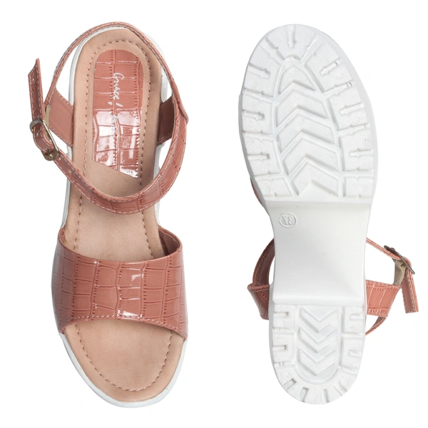 Stepee Fashionable textured skin sandal  - 41, Old Rose