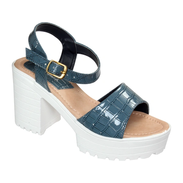 Stepee Fashionable textured skin sandal  - 38, Green Pea