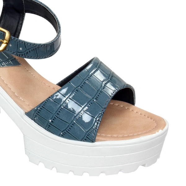 Stepee Fashionable textured skin sandal  - 38, Green Pea