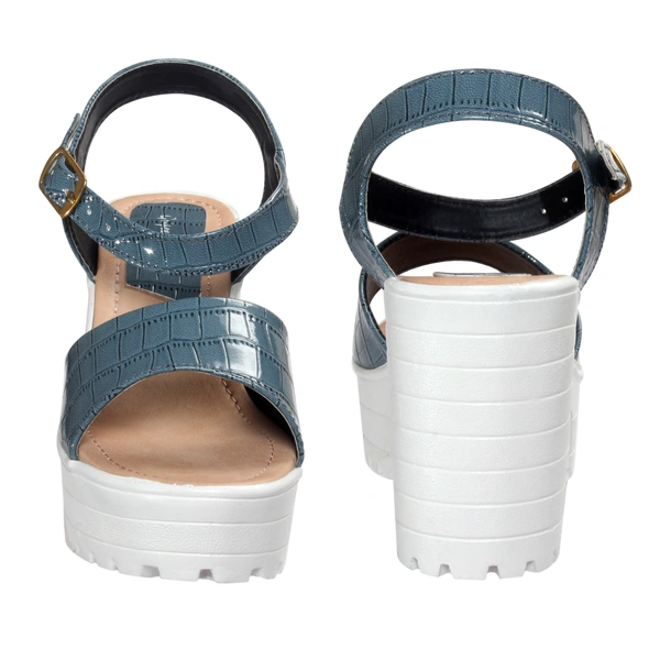 Stepee Fashionable textured skin sandal  - 38, Green Pea