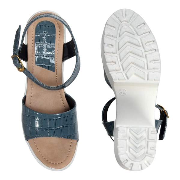 Stepee Fashionable textured skin sandal  - 38, Green Pea