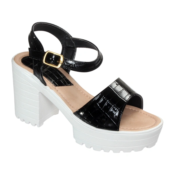 Stepee Fashionable textured skin sandal  - 37, Black