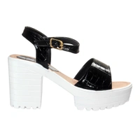 Stepee Fashionable textured skin sandal  - 37, Black