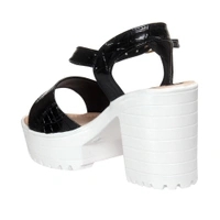 Stepee Fashionable textured skin sandal  - 37, Black