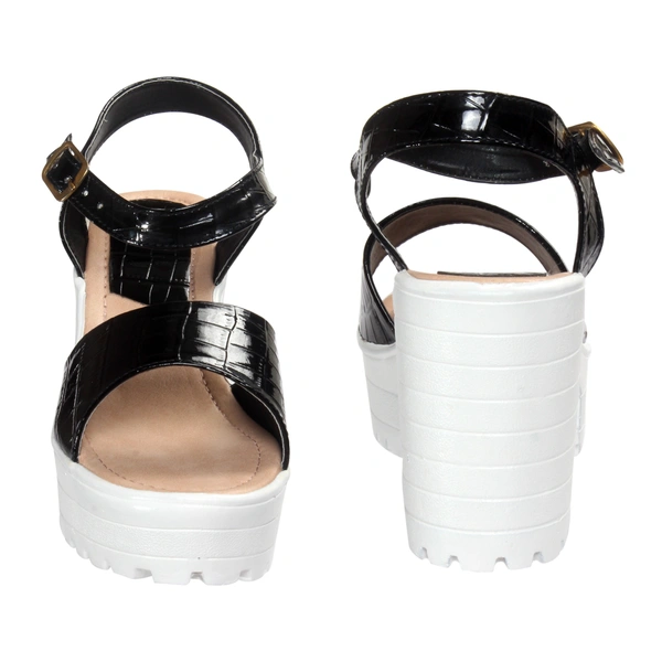 Stepee Fashionable textured skin sandal  - 37, Black
