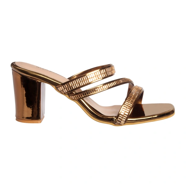 Stepee Shiny multistrap party wear slipper - 39, Korma