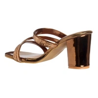 Stepee Shiny multistrap party wear slipper - 39, Korma