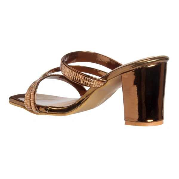 Stepee Shiny multistrap party wear slipper - 39, Korma