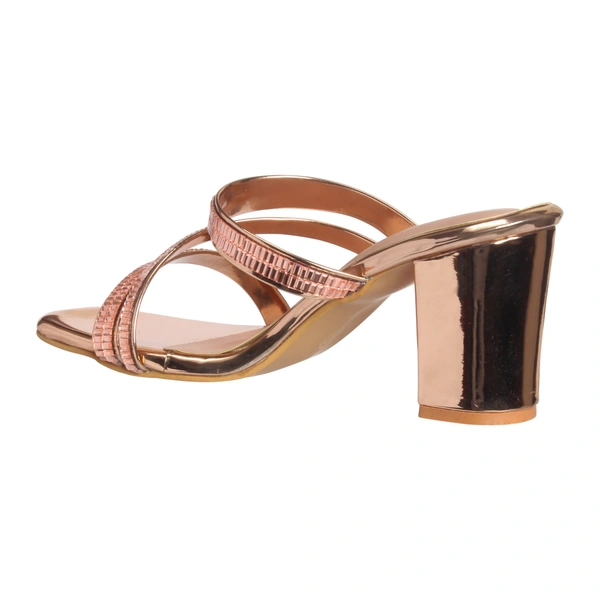 Stepee Shiny multistrap party wear slipper - 41, Whiskey