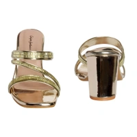 Stepee Shiny multistrap party wear slipper - 41, Winter Hazel