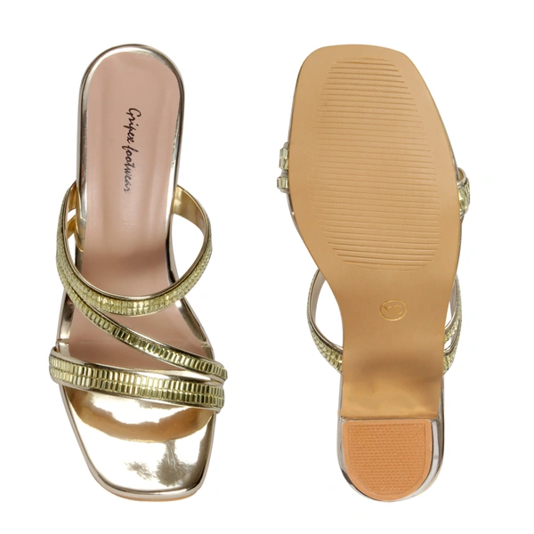 Stepee Shiny multistrap party wear slipper - 41, Winter Hazel