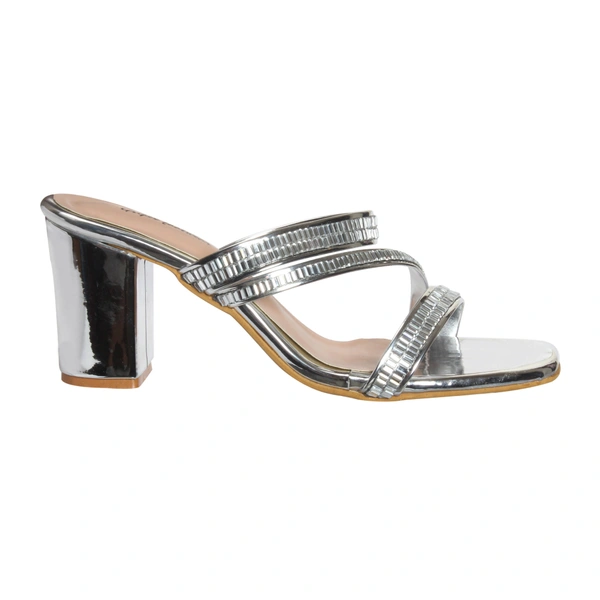 Stepee Shiny multistrap party wear slipper - 36, Cloud