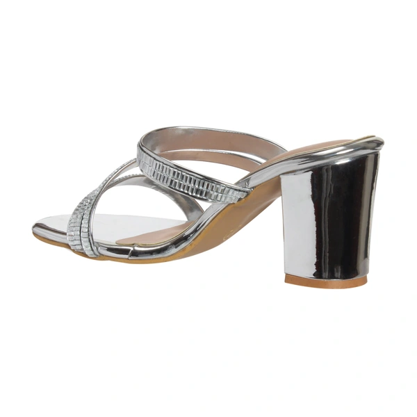 Stepee Shiny multistrap party wear slipper - 36, Cloud