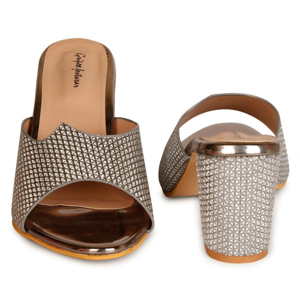 Stepee Shimmery Zig-zag pattern slipper - 40, Rich Gold