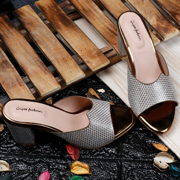 Stepee Shimmery Zig-zag pattern slipper - 40, Rich Gold