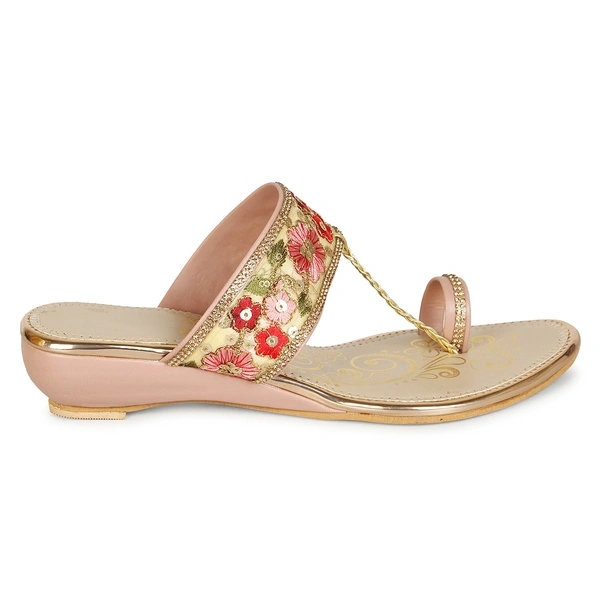 Stepee Floral kohlapuri slipper - 37, Careys Pink