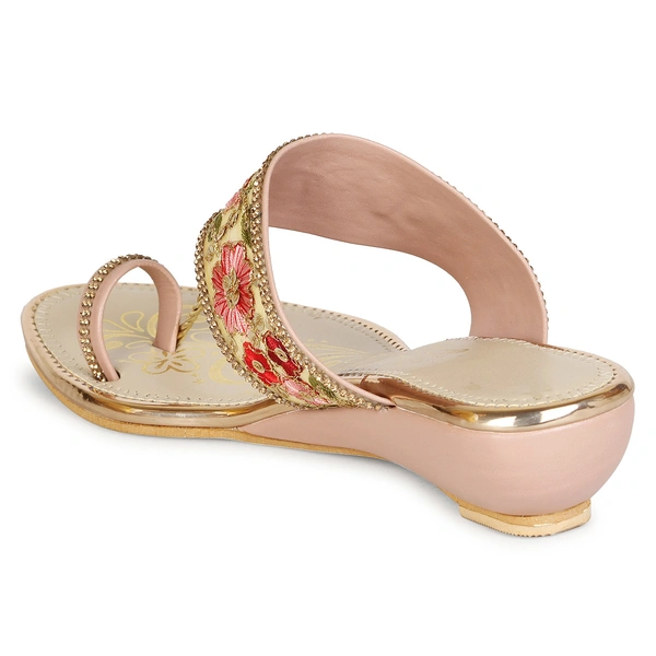 Stepee Floral kohlapuri slipper - 37, Careys Pink
