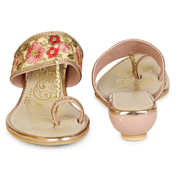 Stepee Floral kohlapuri slipper - 37, Careys Pink