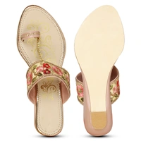 Stepee Floral kohlapuri slipper - 37, Careys Pink
