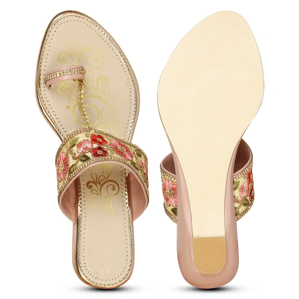 Stepee Floral kohlapuri slipper - 37, Careys Pink