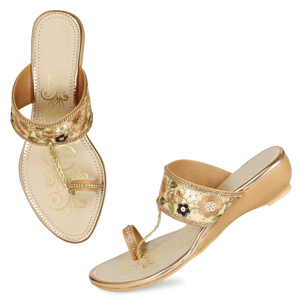 Stepee Floral kohlapuri slipper - 37, Tumbleweed