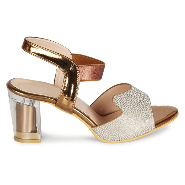 Stepee Shimmery party wear sandal - 36, Potters Clay