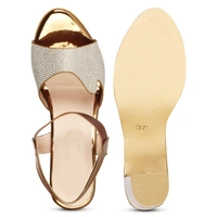 Stepee Shimmery party wear sandal - 36, Potters Clay