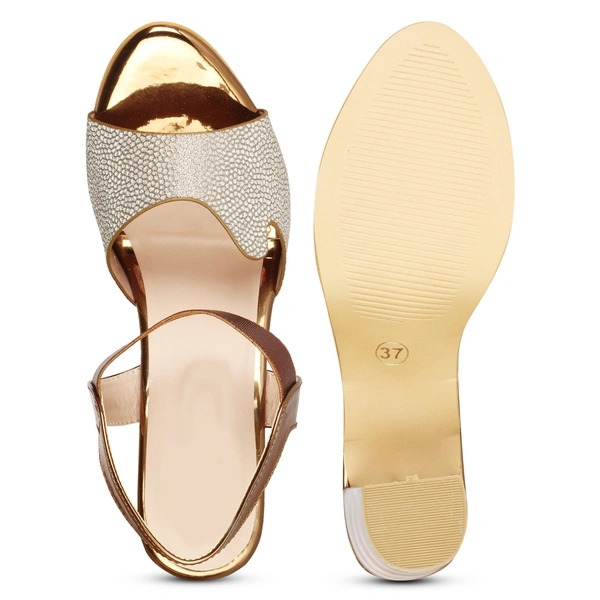 Stepee Shimmery party wear sandal - 36, Potters Clay