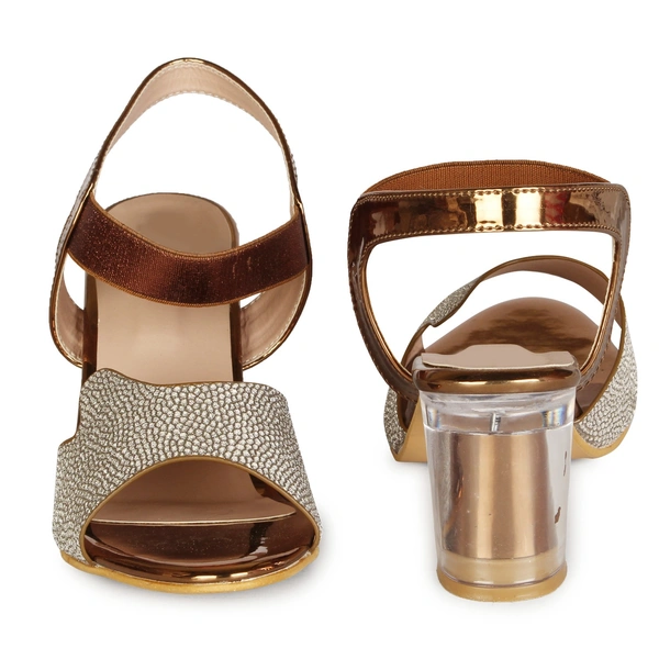 Stepee Shimmery party wear sandal - 36, Potters Clay