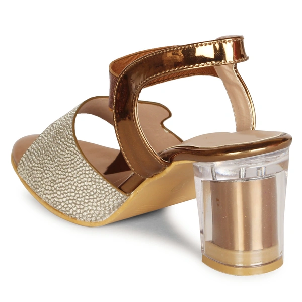 Stepee Shimmery party wear sandal - 36, Potters Clay