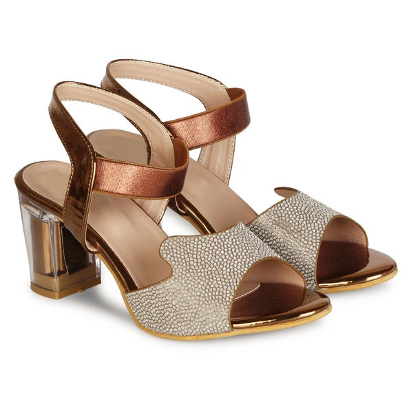 Stepee Shimmery party wear sandal - 36, Potters Clay