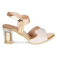 Stepee Shimmery party wear sandal - 36, Harvest Gold